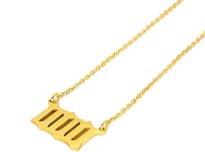 dainty 金色天使数字吊坠项链 旧英国数字学 11 222 333 44 555 66 77