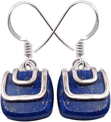 silverstarjewel 11 x 11 毫米 青金石 耳环 1.1 英寸 3.6 克 纯银