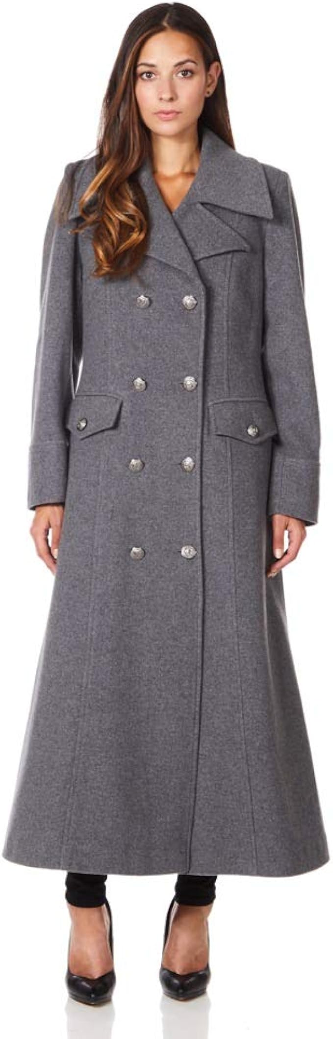 de la creme 女式长款军装羊毛羊绒冬季外套