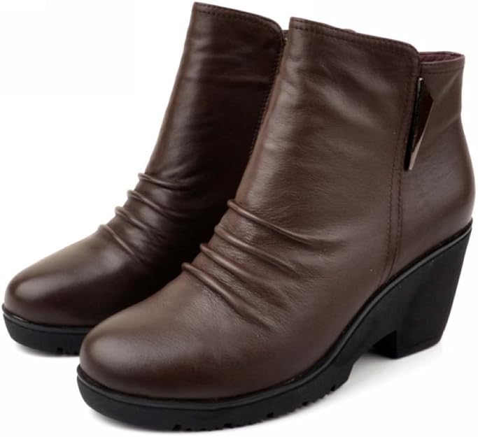 木林森 女鞋高帮拉链女靴2013年秋季新款坡跟休闲短靴23d11321