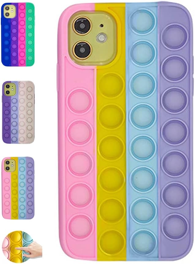 Fidget Toys 手机壳 Fidget Pop It 手机壳 Push Pop Bubble Protecive 手机壳 适用于iphonex Xs Xs Max Xr Iphone 11 11pro 12 12pro 12pro Max 缓解 自闭 Iphonexs Max 多色