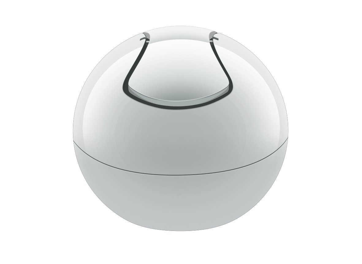 Spirella Cosmetic case, tabletop trash bowl with swinging lid, liter, white