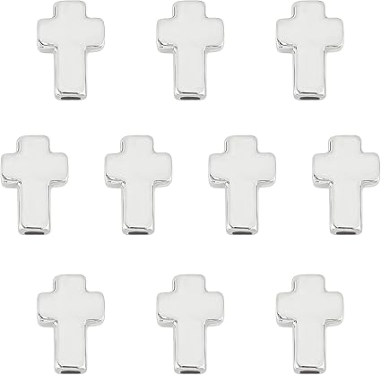 Chgcraft 10 件十字架散珠304 不锈钢十字架串珠十字架魅力间隔珠适用于diy 手链项链首饰制作14 X 10 X 4 毫米 不锈钢颜色 亚马逊中国 玩具