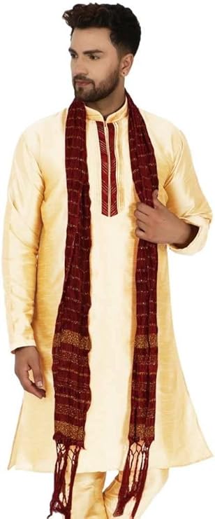 男式长袖钩眼 kurta 睡衣套装 印度圣诞派对服装 【skavij】 服饰箱包