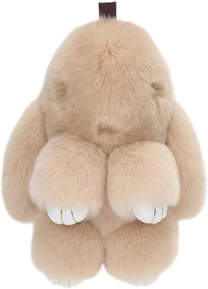 letinario 蓬松兔子钥匙扣可爱毛绒兔子钥匙圈女士包吊坠绒球可爱钥匙