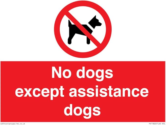 no dogs except assistance dogs 标志 - 200x150mm - a5l