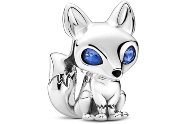 pandora 潘多拉 蓝眼狐狸,蓝色水晶和黑色珐琅 925 纯银饰品 - 799096