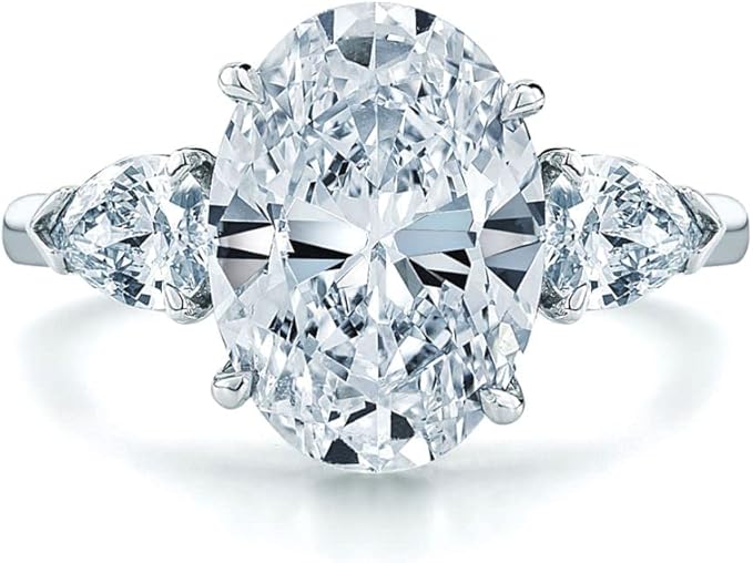 isaac wolf 椭圆形切割心形侧石 3 克拉纯正莫桑石钻石单粒宝石,10k