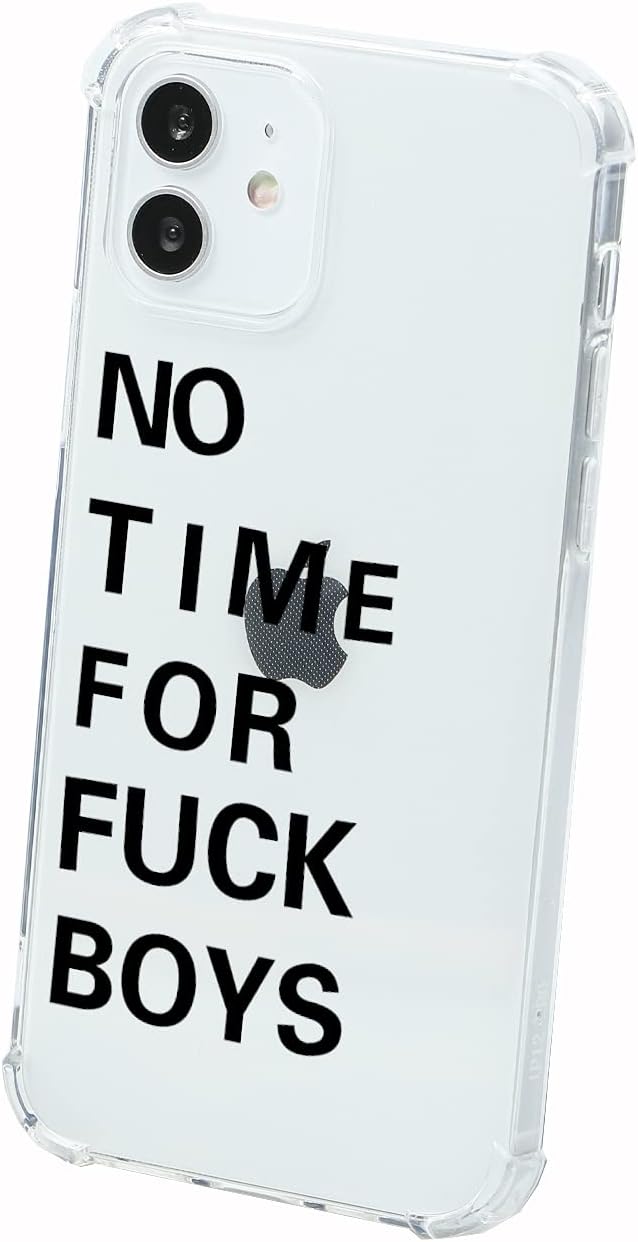 美学名言iphone 12 Pro 手机壳 时尚个人趣味语录可爱酷炫手机壳适用于iphone 12 Pro No Time For Fck 男孩 透明手机壳带设计女孩女士 Tpu 缓冲软壳