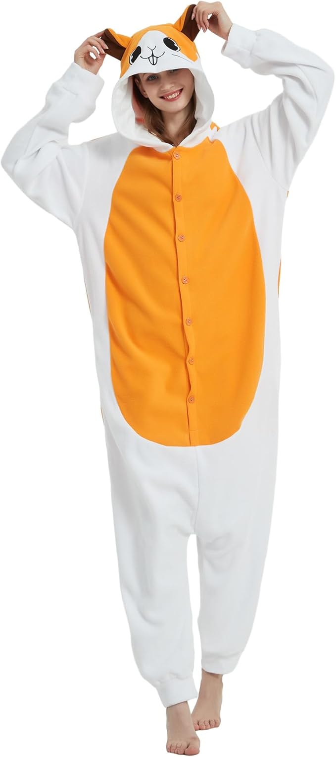 focupaja 仓鼠连体衣成人动物角色扮演睡衣万圣节服装连身衣连体睡衣