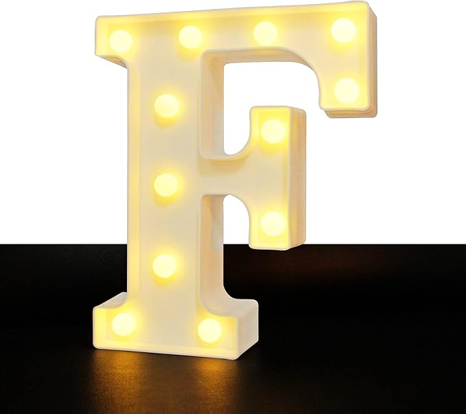 led 字母灯标志墙饰点亮字母表字母适用于家庭酒吧生日派对 - 字母 f