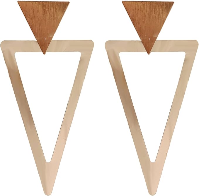 空心金属双三角形吊坠耳环拉丝处理波西米亚几何宣言吊坠服装耳环适合