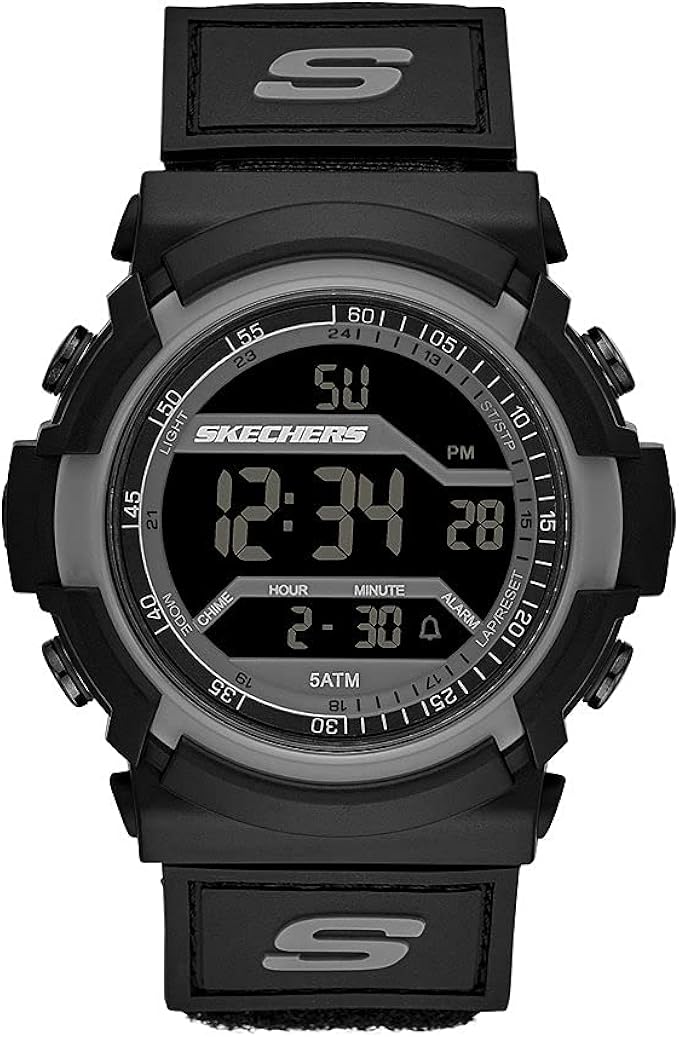 skechers 斯凯奇 男士手表flournoy,53 毫米表壳尺寸,数字机芯,尼龙
