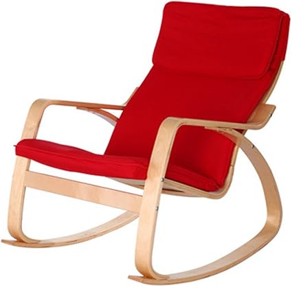 嘉宜美实木摇摇椅子休闲椅阳台躺椅沙发摇椅逍遥椅老人椅欧式椅子 红色 亚马逊中国 家居