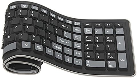 bluexin 2.4ghz 无线防水防尘便携式硅胶弹性折叠软橡胶键盘黑色