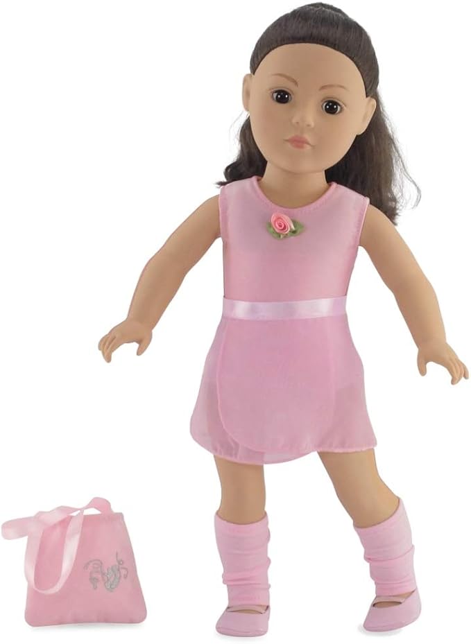 72 厘米美国女孩玩偶 | 5 件套芭蕾舞演员练习套装,粉红色紧身连衣裤