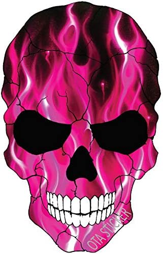 ota sticker 保险杠乙烯基骷髅头骨架恶魔僵尸火粉红色火焰游侠重型
