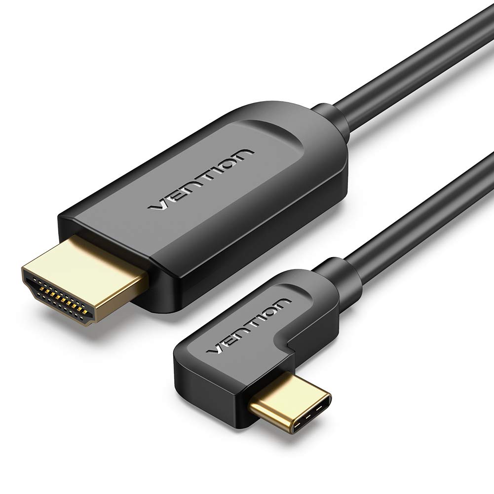 VENTION USB C-to HDMI cable 4K 60Hz Right Angle USB-C 5FT [High Speed] USB C-to HDMI cable for Home office Thunderbolt 3 4 Compatible MacBook Pro/Air iMac new models iPad Galaxy S21 S20 XPS 17