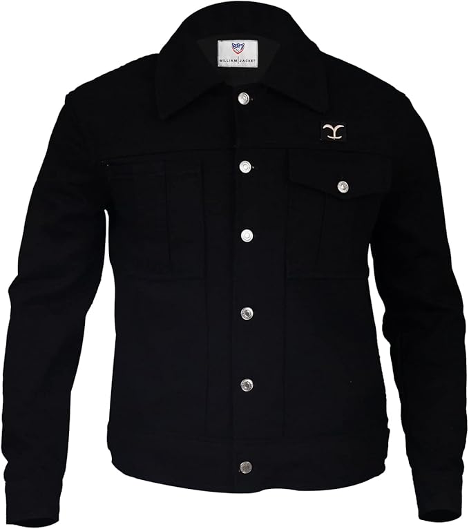 男士黄石科尔豪瑟撕洞轮黑色棉夹克,无徽标