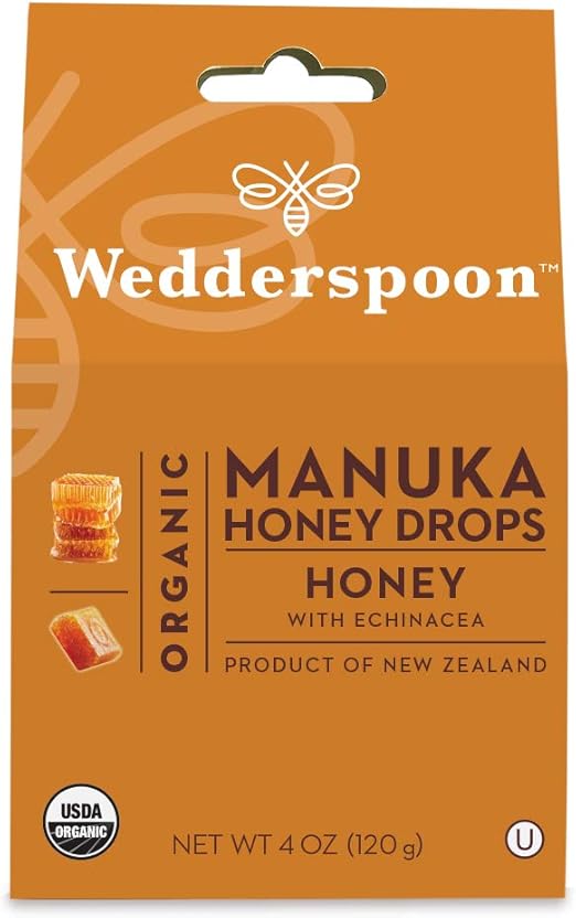 Wedderspoon 有机麦卢卡蜂蜜滴剂 蜂蜜 紫锥菊 未经巴氏杀菌 真正的新西兰蜂蜜 干喉的完美补救措施 4 0 盎司 亚马逊中国 食品