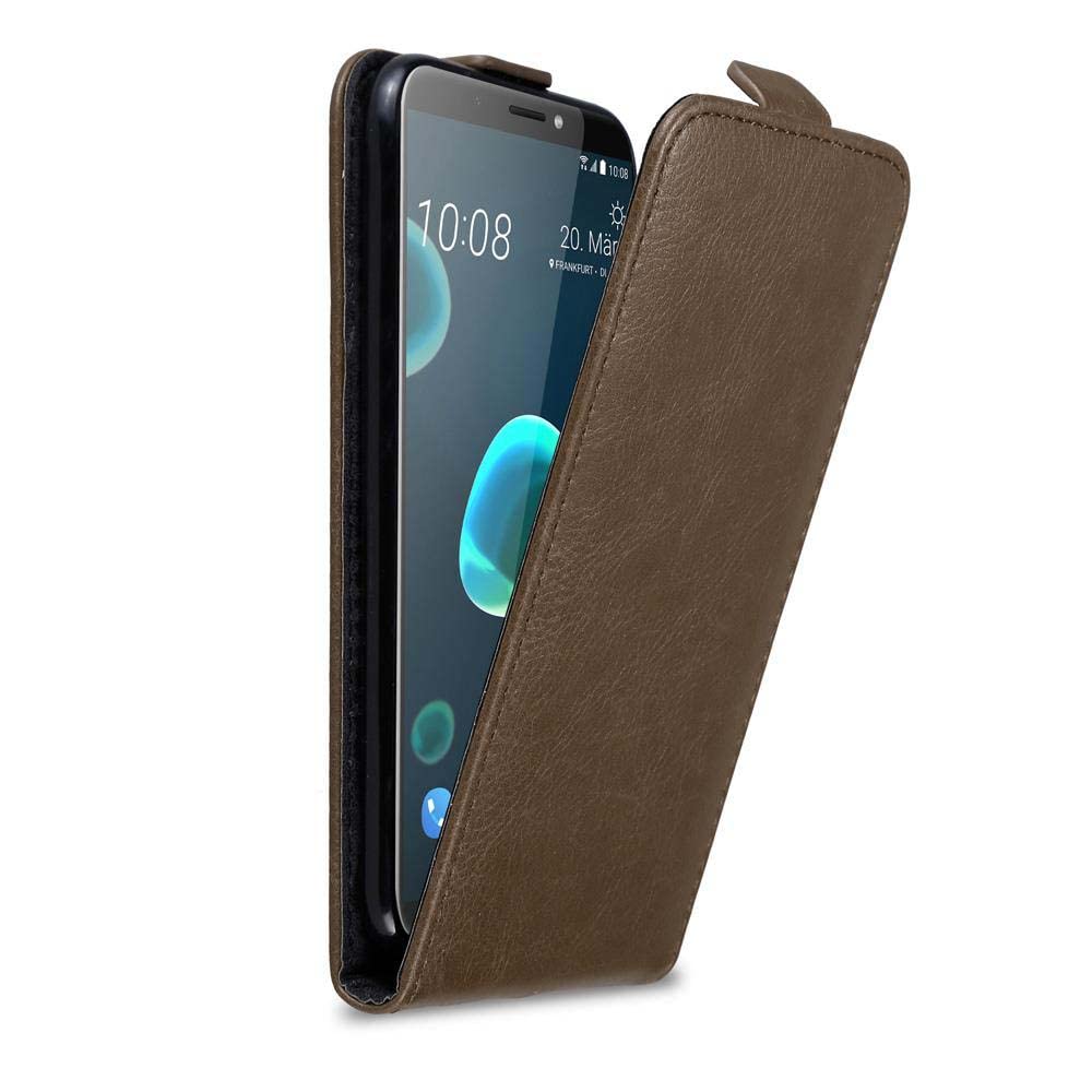 Cadorabo phone case for HTC Desire 12 Plus coffee brown - clamshell design with magnetic buckle - Case Protector Case Book folding style