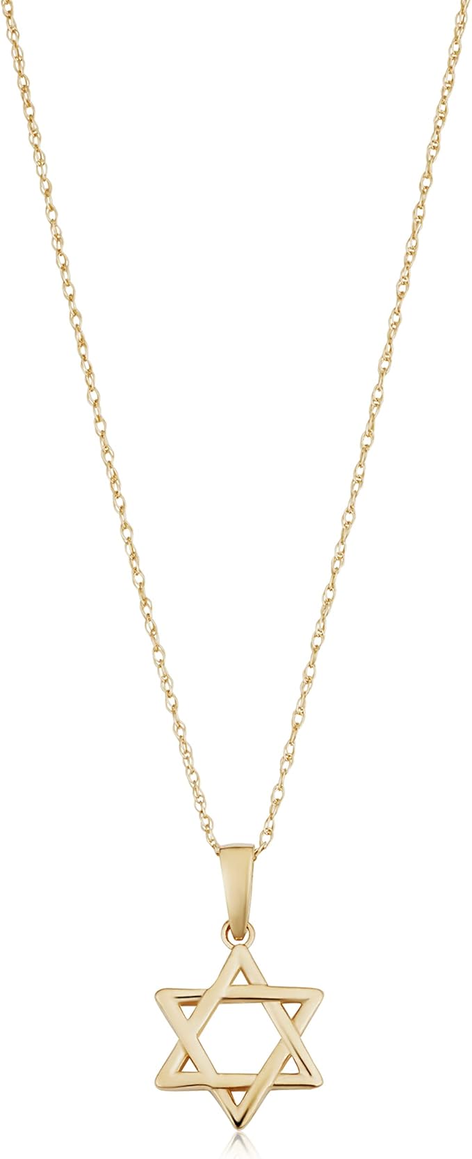 14k 黄金大卫之星吊坠绳链项链(45.72 厘米)