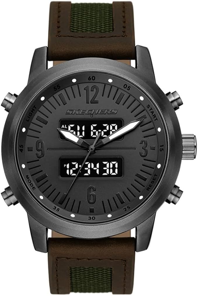 skechers 斯凯奇 男士 石英轻量级模拟数字手表