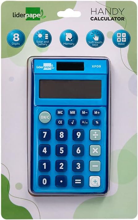 Liderpapel 计算器 XF09 8 太阳能和电池,蓝色,115 x 65 x 8 毫米