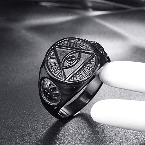 inreng 男式不锈钢三角形上帝之眼戒指复古所有看到 6 种颜色, 金属