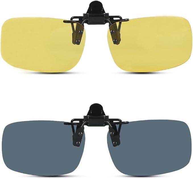 clip-on 太阳镜,中性款偏光蓝滤光镜片翻转*眼镜,1 片眼镜夹