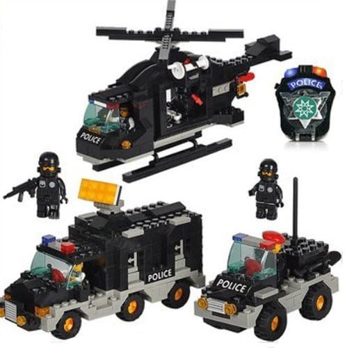 小鲁班乐高式 儿童拼插积木 豪华防暴特警机动队 499片益智积木 儿童