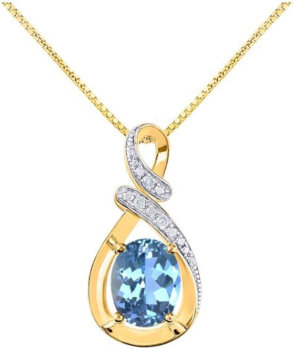 rylos 经典设计师吊坠 椭圆形宝石和真钻石 纯银.