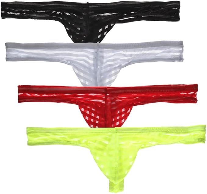 男式超薄低腰透明内裤 bulge pouch 条纹内裤 夏季男士内裤