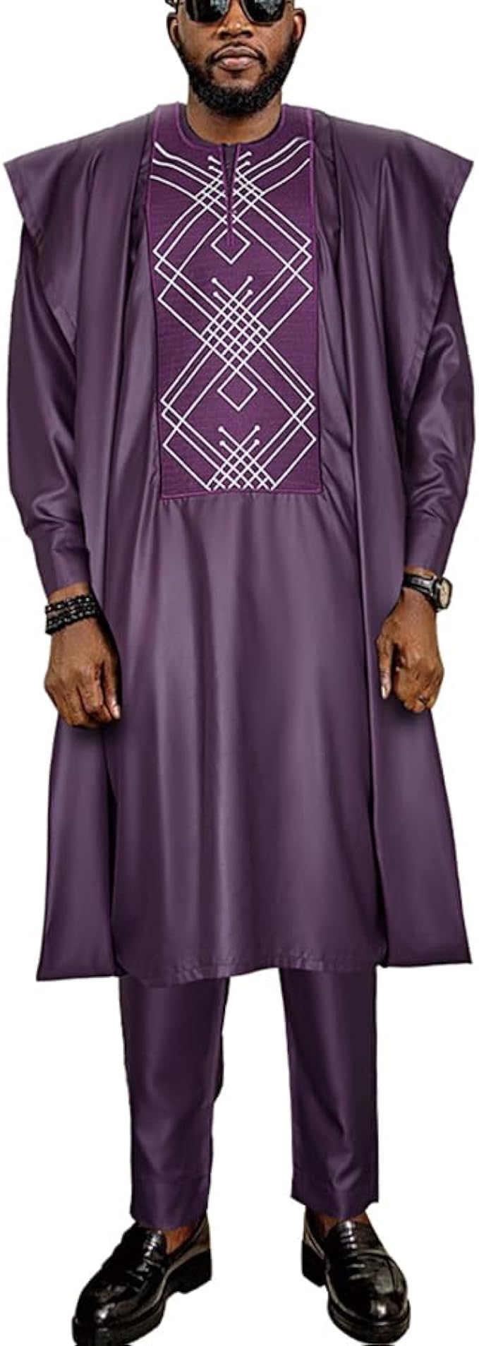 hd 非洲男士服装 agbada 服装刺绣 boubou 长衫 3 件套男士长袖服装