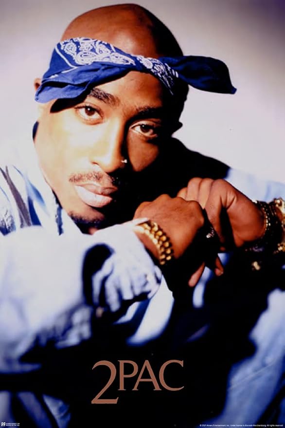 tupac 海报 2pac 海报蓝色头巾肖像 90 年代嘻哈说唱歌手海报用于房间