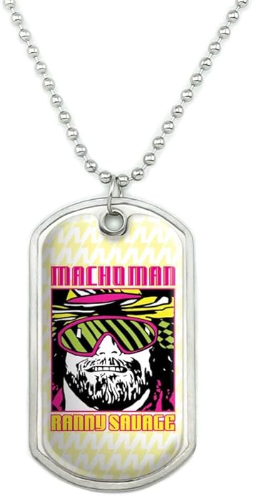 graphics &amp; more wwe macho man bolt *狗牌吊坠项链带链