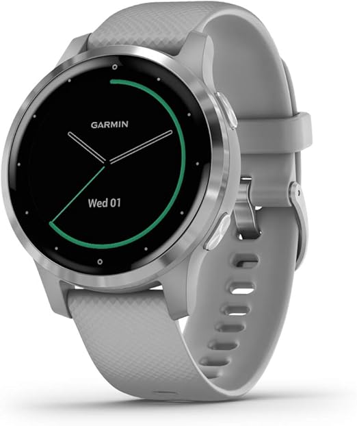 Garmin 佳明vivoactive 4s 小型gps 智能手表 具有音乐 身体能量监测 动画锻炼 脉冲氧传感器等功能 银色带灰色表带 亚马逊中国 手机 通讯