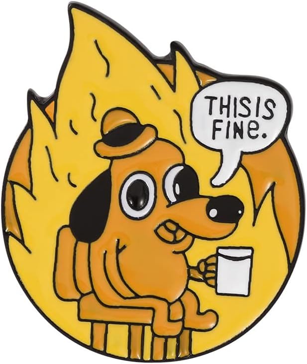this is fine 胸针徽章定制卡通狗搪瓷翻领别针衬衫包装饰有趣的动物