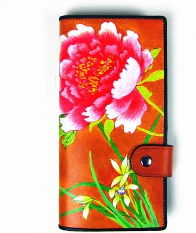 宝玉玛十二花神系列4月花神牡丹 兰花真皮女士钱包长款钱夹 亚马逊中国 服饰箱包