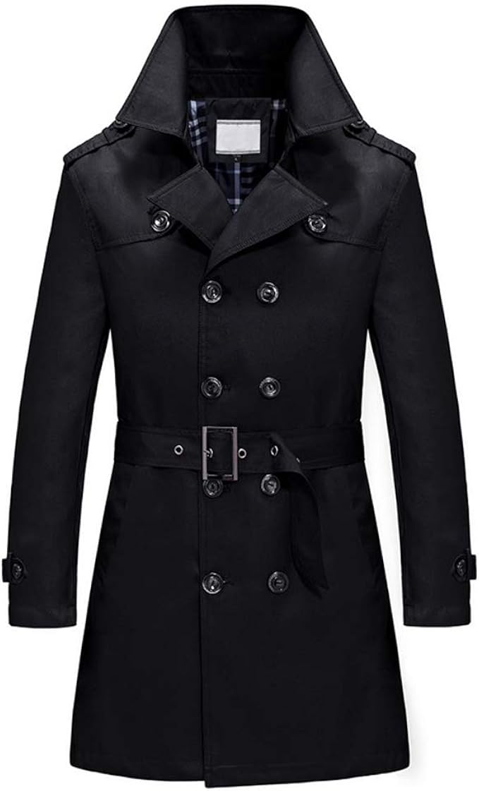 男式经典修身风衣长款双排扣大衣外套外套粗呢大衣