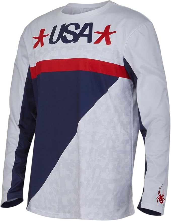 spyder 男式美国雪长袖圆领 t 恤