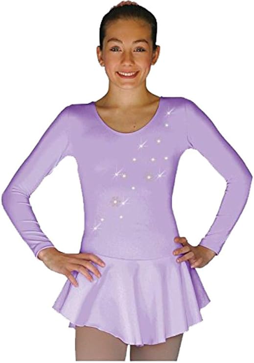 chloenoeldlp728纯色磨砂涤纶花样滑冰裙浅丁香色带雪片