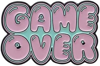 珐琅粉色游戏单词*别针和胸针