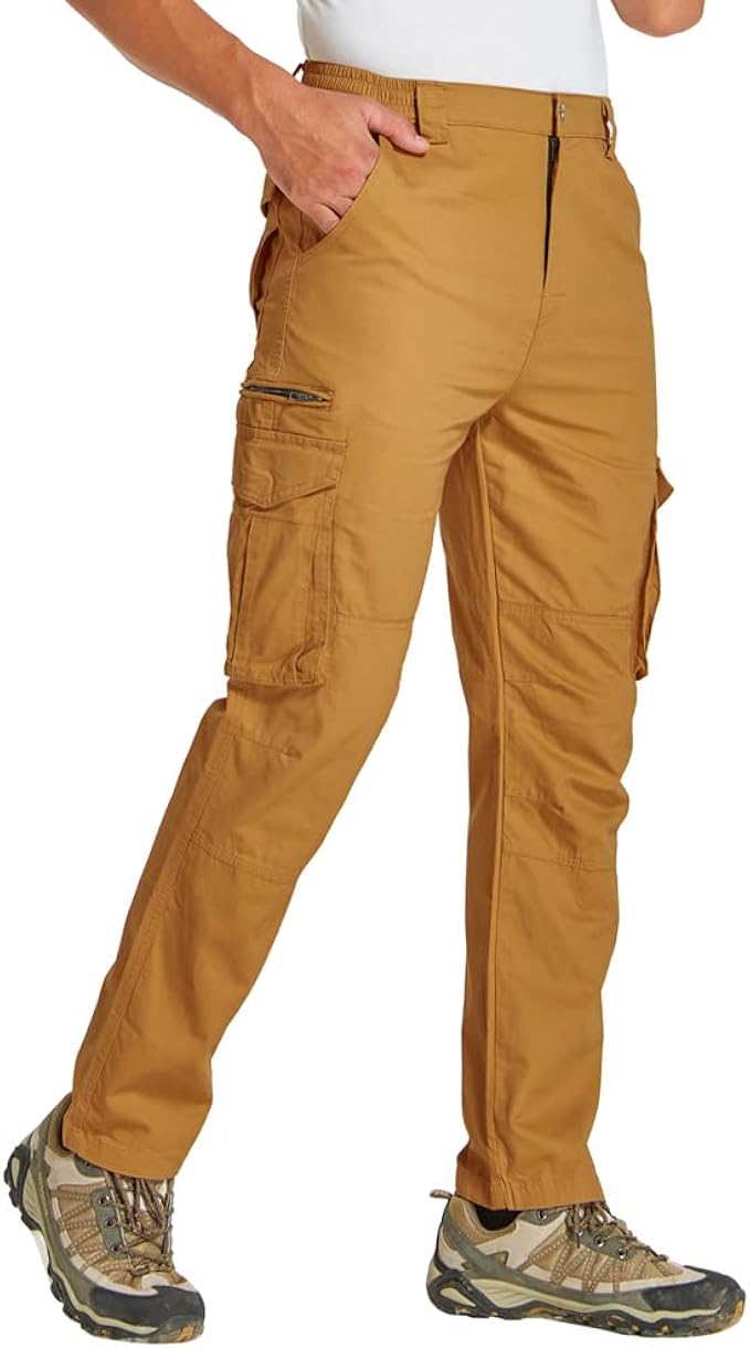 男式战术军装工装裤轻便休闲户外徒步裤*工作户外长裤,带 7 个口袋