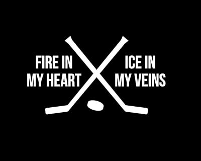 fire in my heart ice in my veins 曲棍球贴花乙烯基贴纸|汽车卡车
