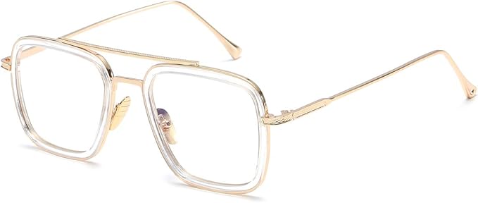 复古太阳镜 tony stark 眼镜复古方形眼镜金属框架男士女士钢铁侠太阳