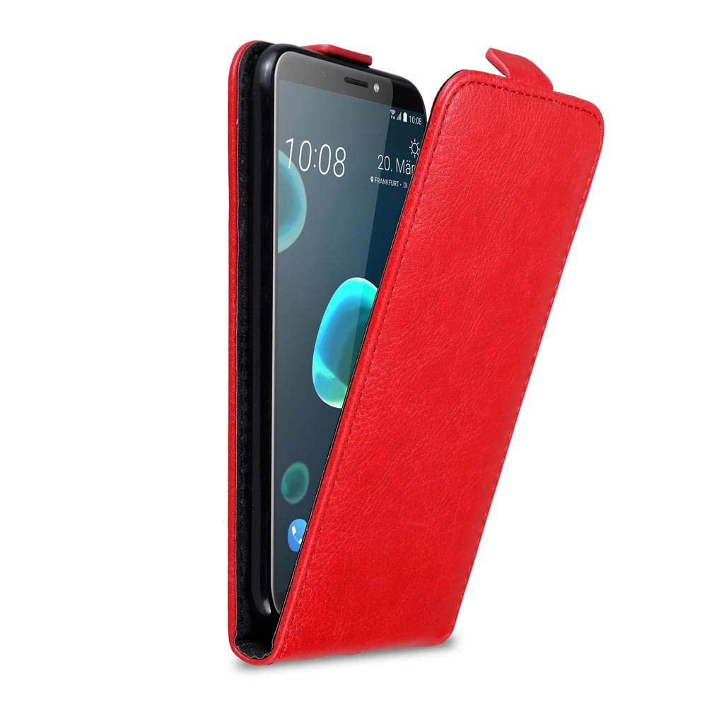 Cadorabo case for HTC Desire 12 Plus Apple Red - clamshell design Phone case with magnetic clasp - protected bagged book folding style