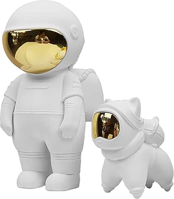 olodo 宇航员小雕像装饰,宇航员雕像,太空人雕塑桌面玩具太空狗宇航员