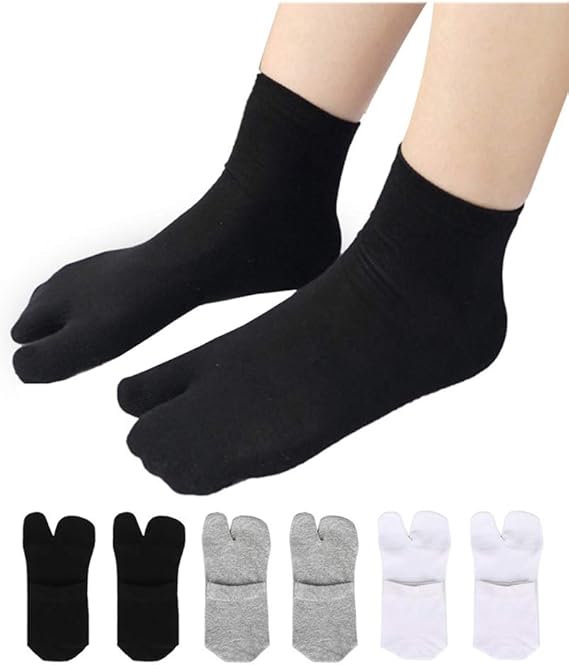 女式纯色 2 趾人字拖 tabi 袜 geta 脚踝棉 5 / 6 双