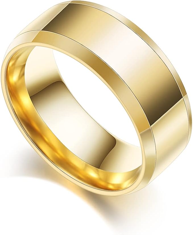 fusamk 时尚 18k 金不锈钢光滑戒指